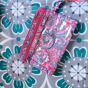 Pink paisley cell phone wristlet